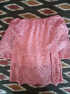 Pink Lace Off-Shoulder Top