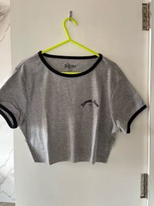 Gray 'Forever Free' Crop Top