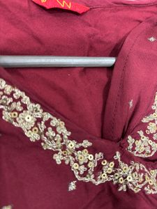 Maroon Kurta with Gold Embellishments