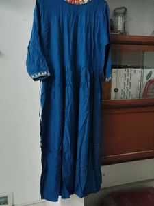 Blue Embroidered  Nyra cut Kurta