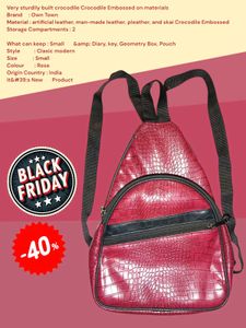 Rose Crocodile Embossed Backpack #002