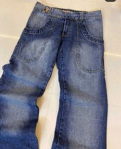 cowboy off centre buttoned y2k flared jeans