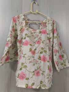 Floral Print Square Neck Top