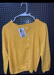 Mustard Yellow Button-Up Cardigan