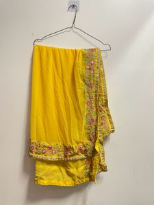 Vibrant Yellow Embroidered Lehenga Skirt and blous