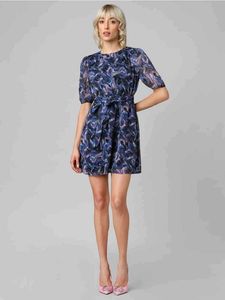 Only Blue Abstract Print Shift Dress