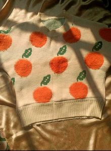 Cute Orange Print Sweater