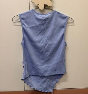 Light Blue Lettuce Hem Tank Top