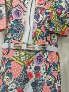 Floral Print Kurta Set with Belt