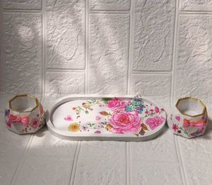 Decorative Planter Set with Tray