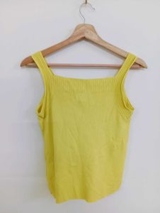 Bright Yellow Square Neck Tank Top