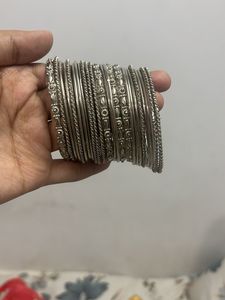Set of Oxidized Silver Bangles