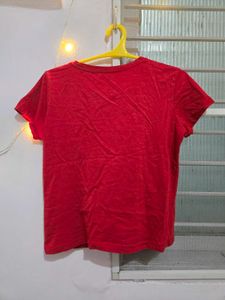 Cute Red T-Shirt with Bow &amp; Flower Design