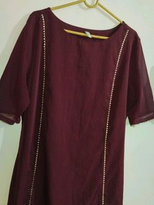 Fiorra Coffee Brown A Line Polyester Kurti