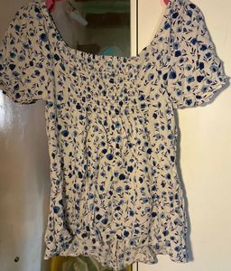 Floral Puff Sleeve Button-Up Top