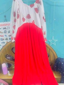 Red & White Heart Print Dress