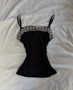 Black Camisole with Lace Trim