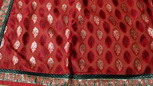 designer red and cream sari with blouse