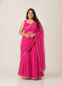Plus size Pink Sharara and Dupatta Set