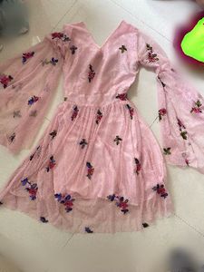 Pink Embroidered Ethnic Gown