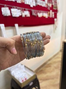 Smoky Grey Pearl-Cluster &amp; Stone Bangles