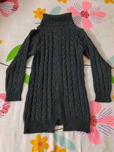 Gray Knit Turtleneck Dress