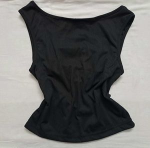 Black Ruched Crop Top