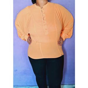 Plus Size Vintage ORANGE BALLON SLEVESS TOP