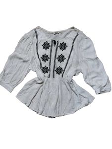 White Embroidered Short Kurti/Top