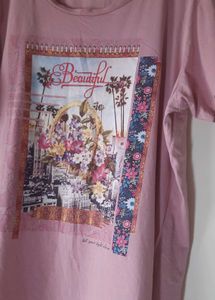 Pink Graphic T-Shirt For Gym/walking