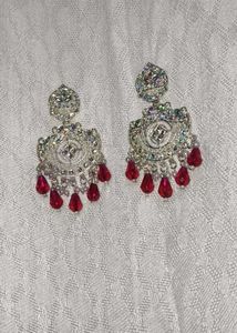 Exquisite Pink Stone &amp; Silver Earrings