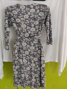 Floral Print Silk Wrap Dress
