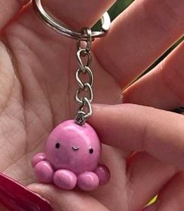 Cute Pink Octopus Keychain