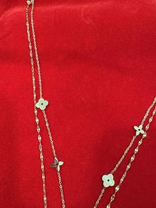 Double Chain Necklace with Clover Pendant