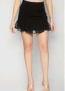 Chic Black Ruched Mini Skirt