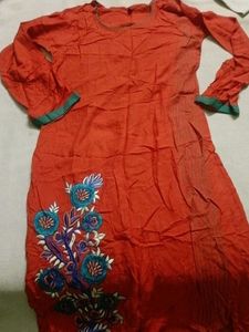 Orange Embroidered Kurta
