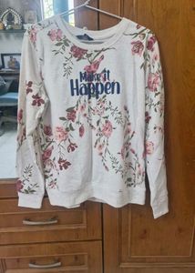 Chic Floral & Botanical Print Crewneck Sweatshirt