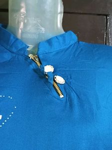 Blue Butterfly Embellished Top