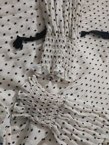 Chic Polka Dot Tie-Neck Blouse