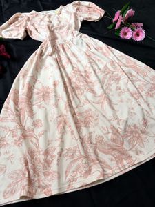 Chic Floral Puff Sleeve Midi Dress