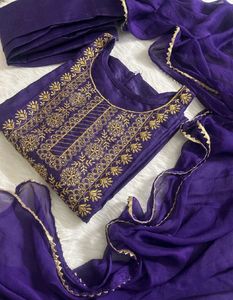 Beautiful Purple Kurta Set with Gold Embroidery
