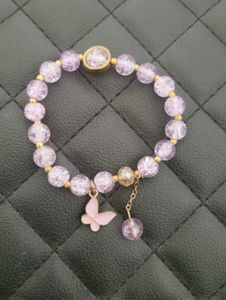 Charming Purple Beaded Butterfly Bracelet