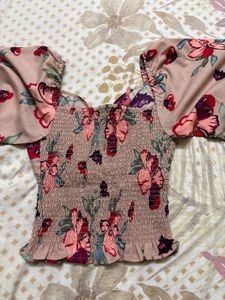 Floral Smocked Peasant Blouse