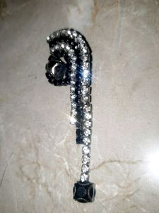 Sparkling Black &amp; Clear Rhinestone Brooch
