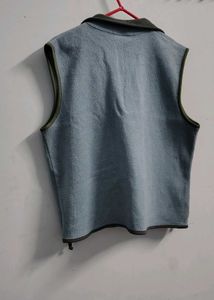 Light Blue Fleece Vest cardigan winter sky blu