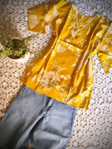 Yellow Floral Print Kurta