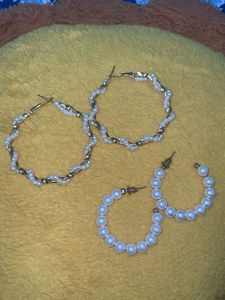 Pearl Hoop Earrings Set