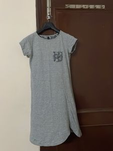 Grey Casual T-Shirt Dress with Pocket