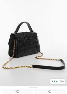 Mango Black Croc Textured Sling Bag