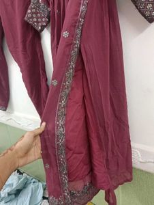 Maroon Embroidered Kurta Set with Dupatta